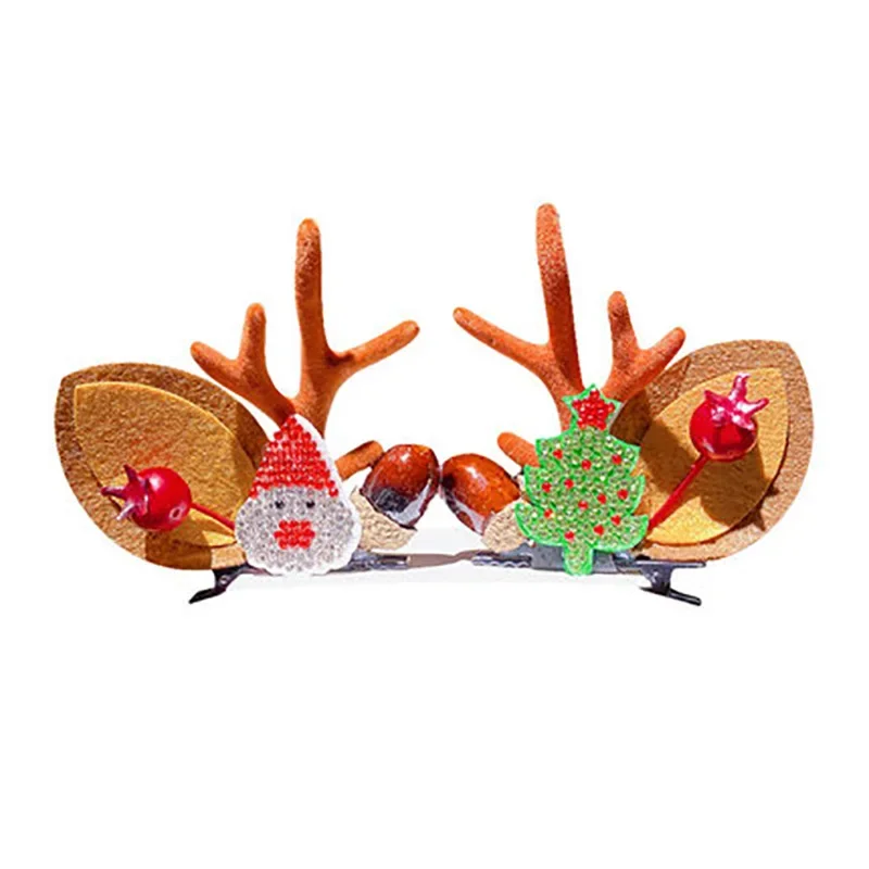 Hair Accessories Hair Clips Christmas Hair Clips Girls Elk Ear Hairpins Santa Snowman Barrette For Kids Hair Accessorie Cosplay Headwear Xmas New Year Party