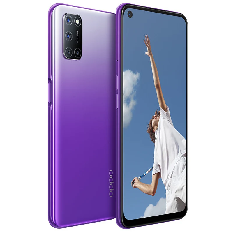 OPPO A92 LTE GSM desbloqueado 6,5 "12MP câmera quádrupla (Dual SIM) (Snapdragon 665) (preto/roxo/azul global) 5000mAh telefone usado