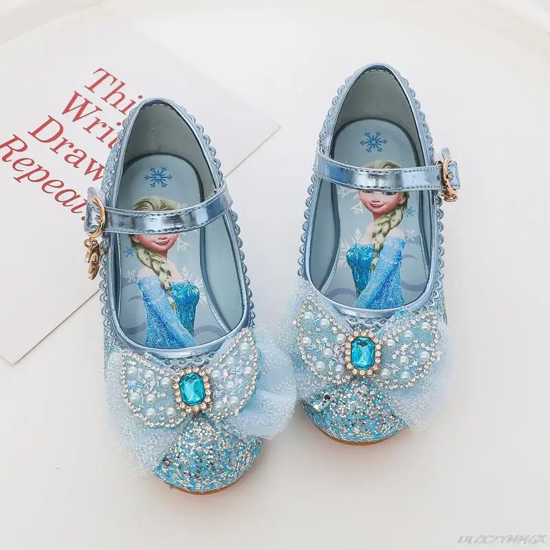 Elsa Baby Kids High Heels Children's Princess Crystal Leather PU