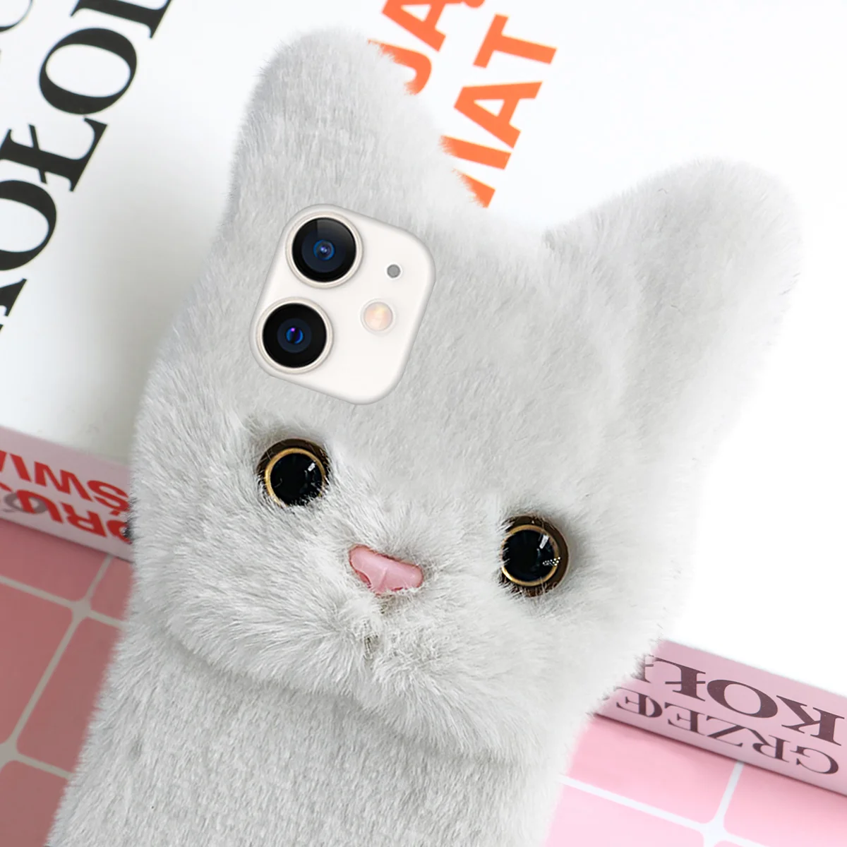 

Decorative Phone Cover Plush Case Three-dimensional Fluffy Protector