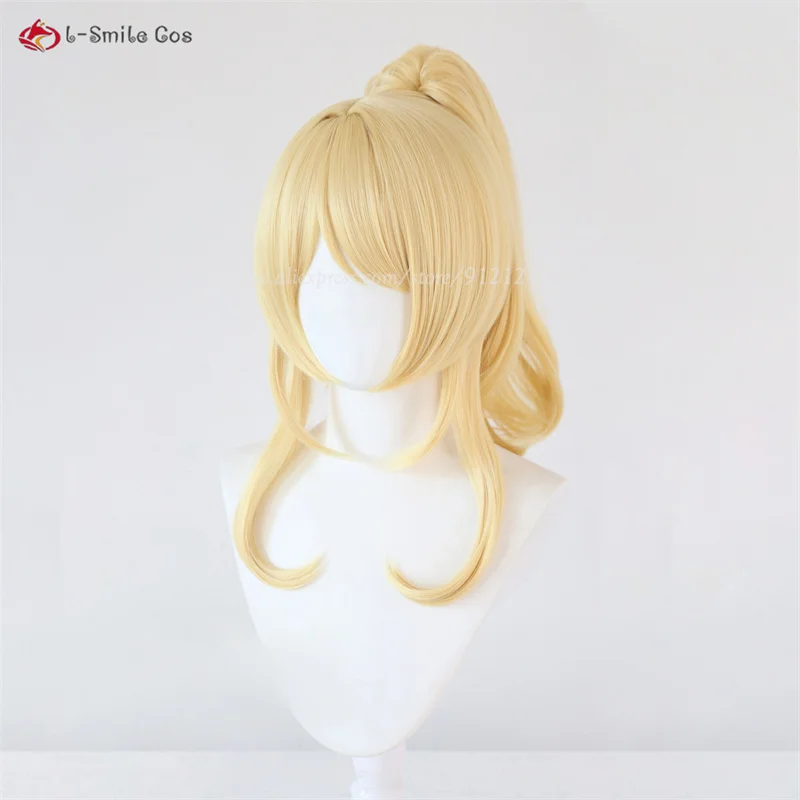 Anime Love Live Eli Ayase Cosplay Perücke Golden Locken Pferdeschwanz Hitzebeständig Synthetik + Haarnetz 4