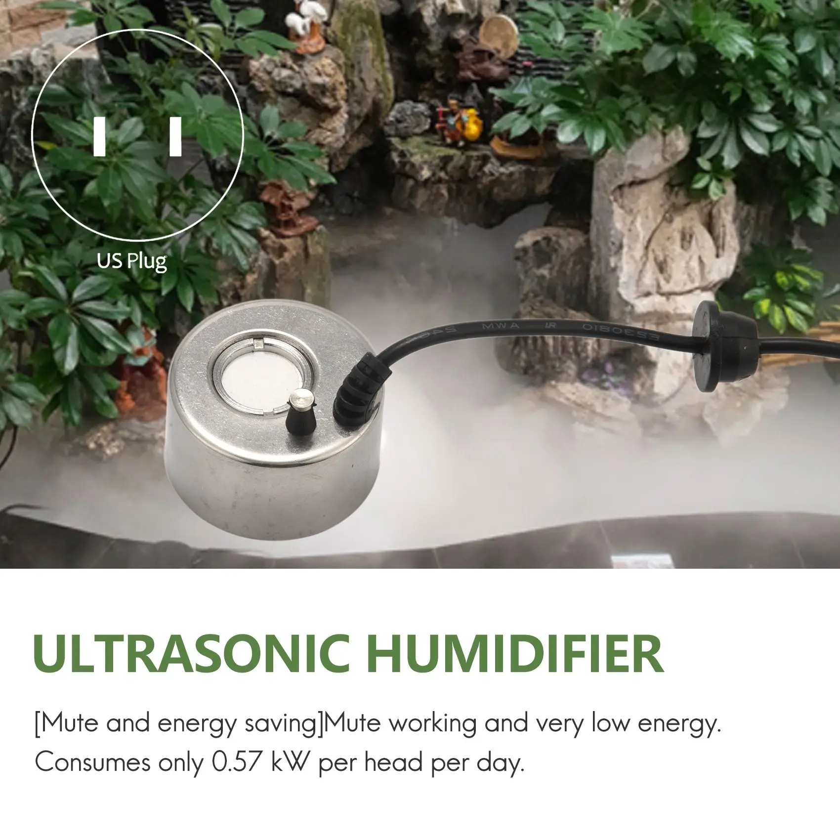 

Mist Maker Fogger Ultrasonic Humidifier 3Pcs Atomizing Heads Water Fountain Pond Fog Atomizer Air Humidifier US Plug