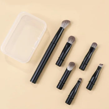 Set di 6 Mini Pennelli per Trucco Professionali Portatili per Fondotinta, Correttore, Ombretto, Cipria e Blush