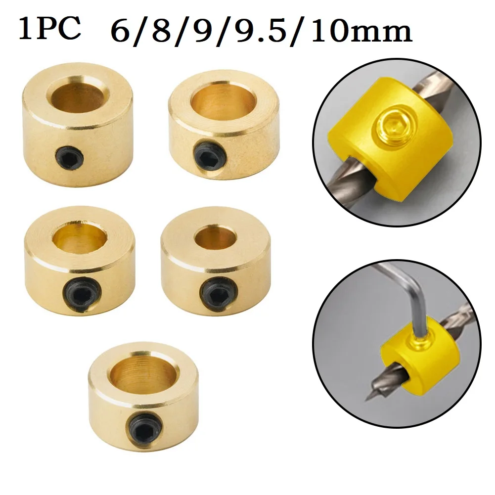 

1pcs 6/8/9/9.5/10mm Wood Drill Bit Locator Stop Ring Drill Limiter Brass Depth Stop Collars Positioner Woodworking Tools