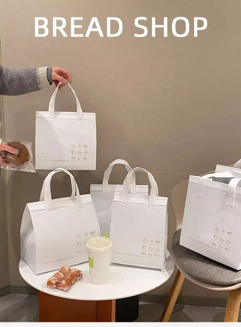 10pcs Non-Woven Insulated Tote Bags – Reusable Fabric Pouches for Cake, Bread, Drinks, ... - SKU NITB1733 - UGI Packaging