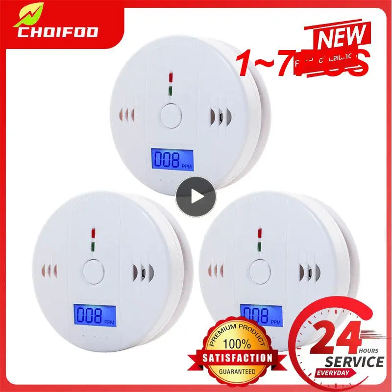 

1~7PCS Sensor High Sensitive Wireless Carbon Monoxide Poisoning Smoke Detector Warning Alarm Detector LCD Indicator for Home