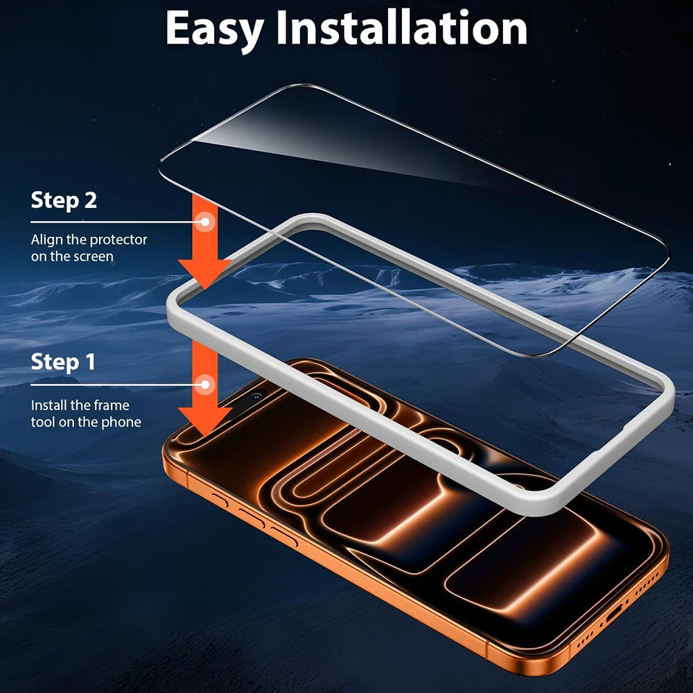 Premium 4-Pack Tempered Glass Screen Protector with Installation Frame