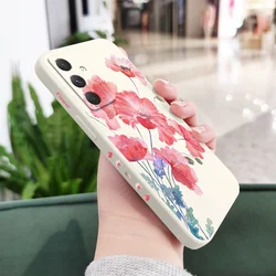 Elegant Corn Poppy Floral Phone Case Cover for Samsung A14 4G(5G) (White)