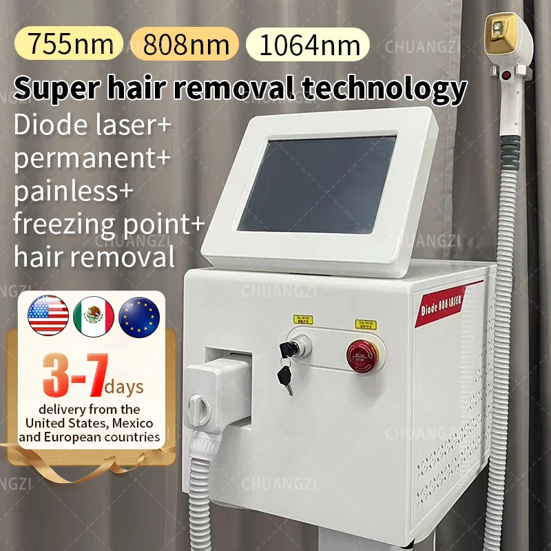 

2023 2000W Diode Ice Laser Hair Removal Machine for Woman Permanent Best Painless Skin Care Device 3 Wavelength 808 1064 755nm