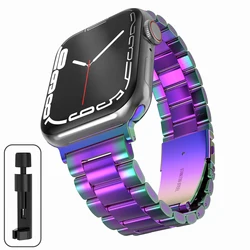 Stainless Steel Metal Strap for Apple Watch - Elegant and Durable Band Replacement (Colorful)