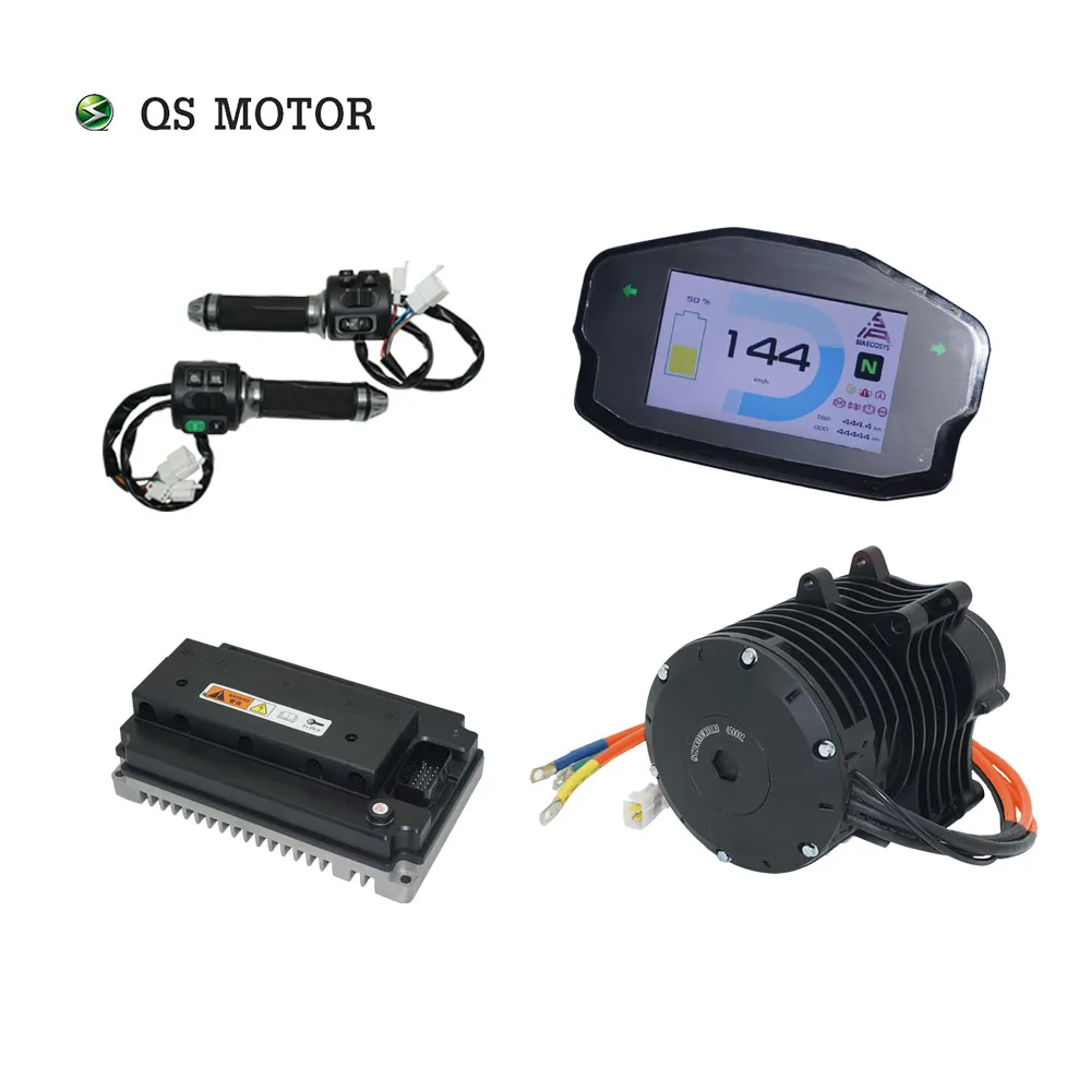 

QSMOTOR 138 3000W V3 70H 5500W Max continuous 72V 100KPH Mid drive Motor conversion kit with EM150-2SP/EM200-2SP Controller