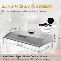Range Hood 36 inch with Ducted/Ductless Convertible, Slim Kitchen Stove Vent Hood, LED Light, 3 Speed Exhaust Fan 2