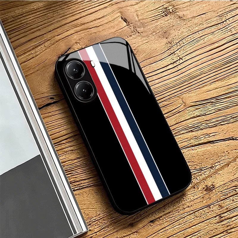 Luxury Sports Line Cool Stripe Tempered Glass Phone Case