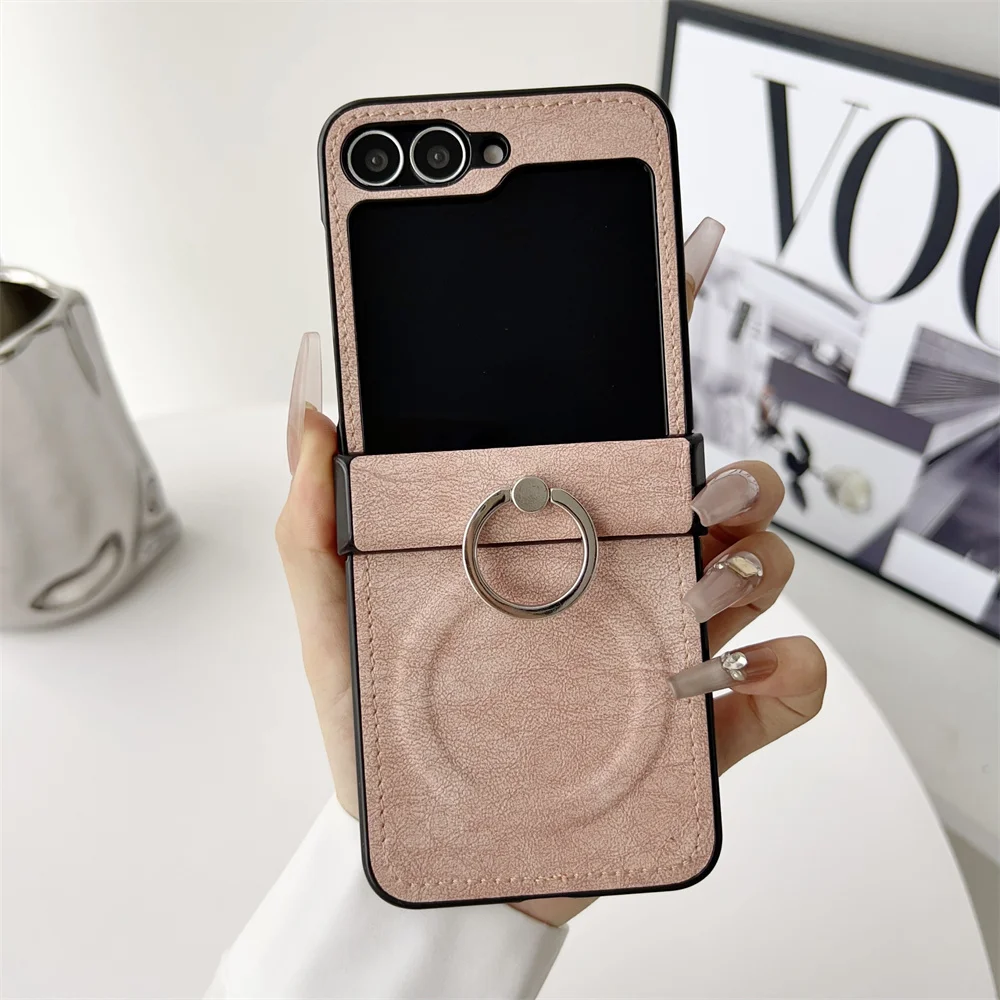 Luxury Magnetic Touch Case with Ring Holder and Hinge Protection