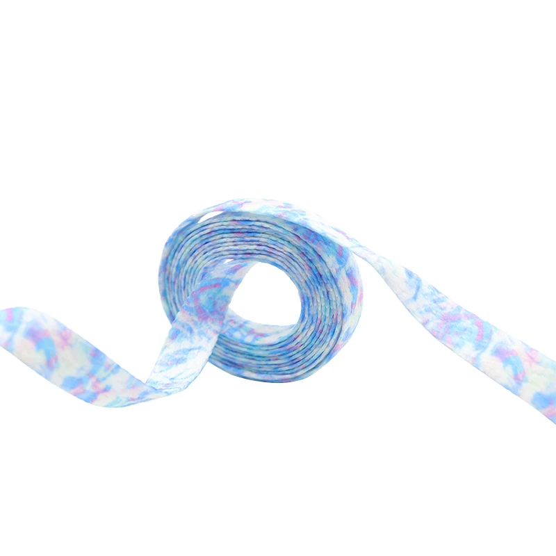 Weiou Lace 8MM Flat String Shoe Accessories Dazzling Male Female Unisex Rope Blue-White Heat Transfer Printing Cordon Wholesale