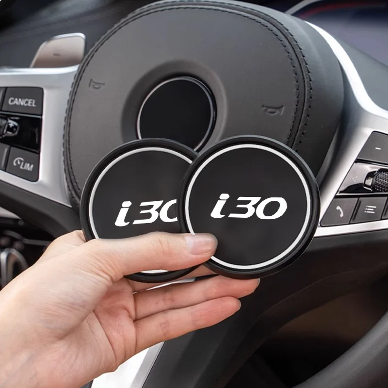 2pcs Non-slip Car Cup Holder Insert Coasters Pads for Hyundai ix35 i30 Car Bottle Holder Coaster Auto Interior Cup Mat