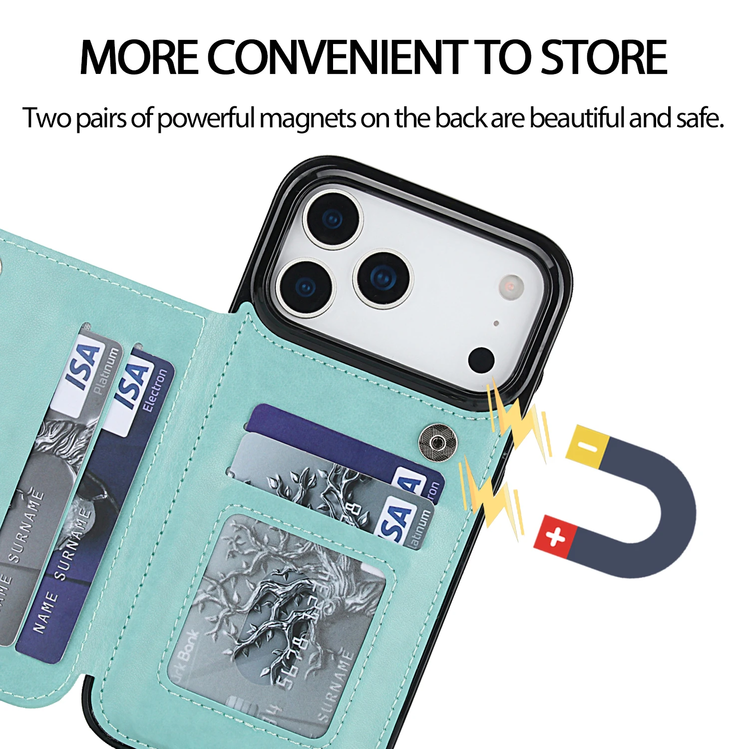 Elegant Butterfly Press Leather Wallet Case with Double Buckle Stand and Card Holder
