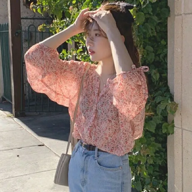 봄의 상쾌함을 담은 새로운 2024 봄 쉬폰 셔츠: 프랑스 스타일의 우아함