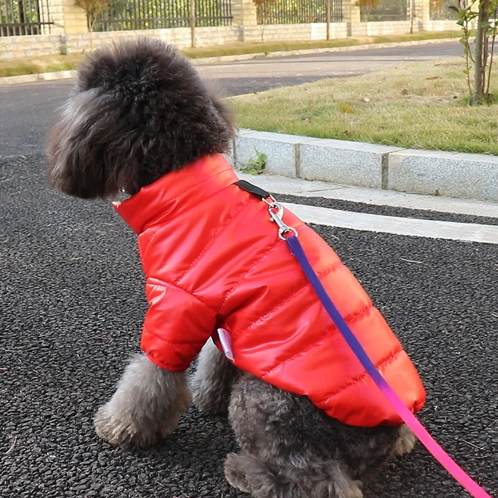 

Warm Winter Dog Clothes Coat PU Leather Dog Down Jacket Jumpsuit For Small Dogs Chihuahua Yorkie Costumes Pet Clothing Outfits