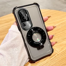 Shockproof Transparent Magnetic Stand Phone Case with Holder - Protective Cover for Realme 13 Pro (Black)