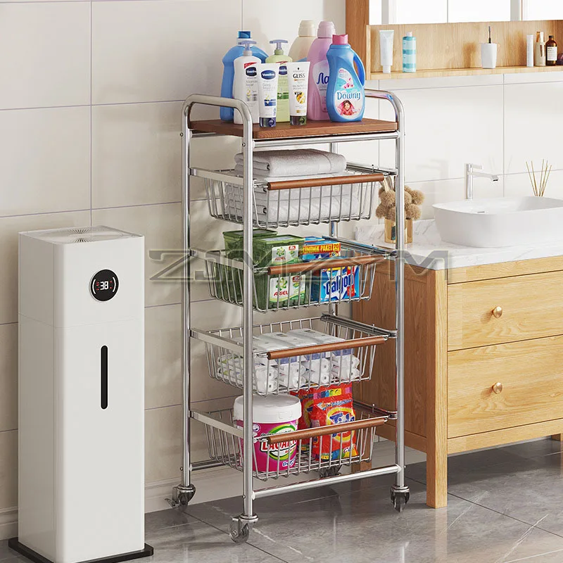 Mobile Kitchen Trolley Medieval Trolley Living Room Snack Storage Rack Home Kitchen Vegetable Wall Shelf Universal Pulley Cart