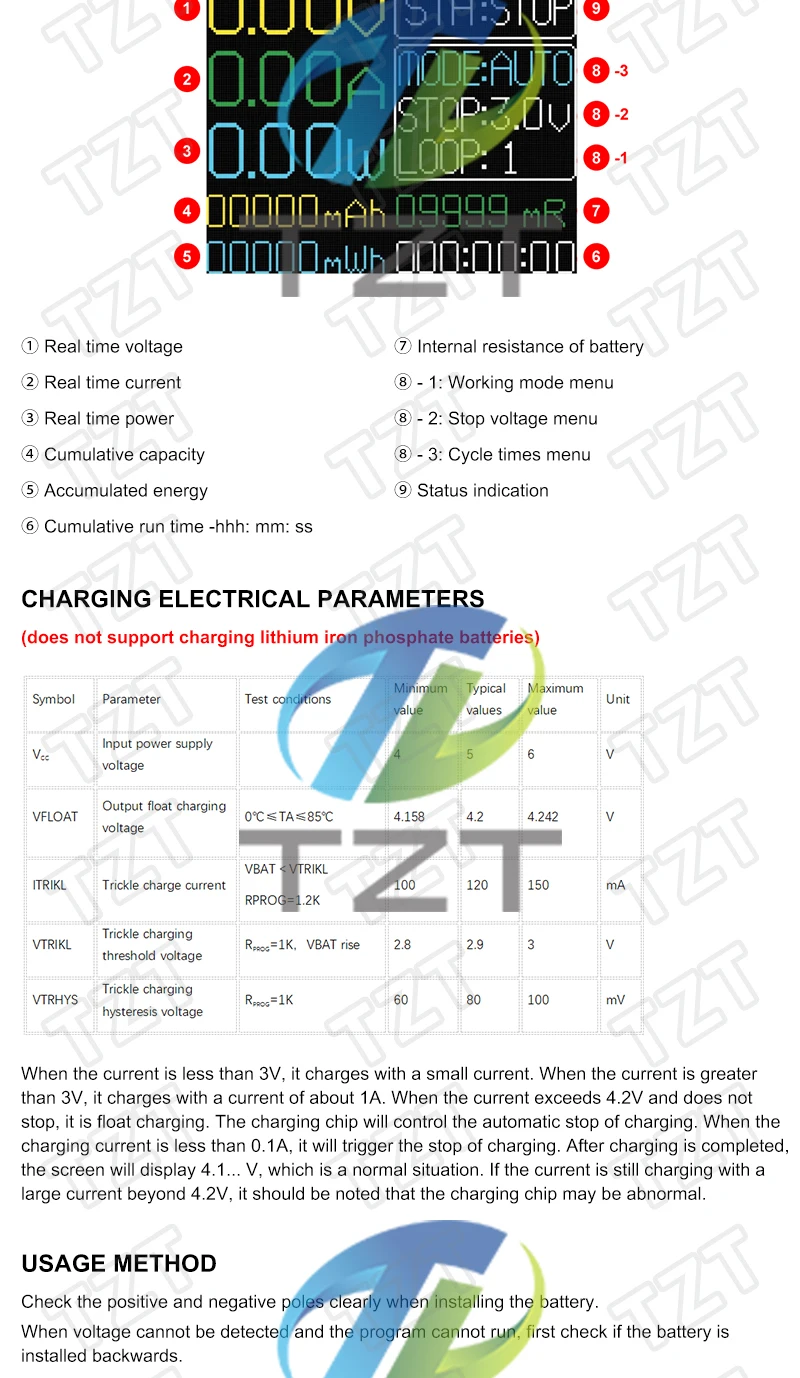 Typ-C LCD-Display Batteriekapazitätstester MAh MWh Lithiumbatterie Digitales Batterieleistungsdetektormodul 18650 Batterietester – Detail 3