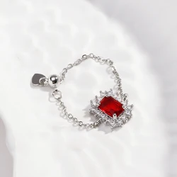Exquisite Luxury Square Zircon Adjustable Gold - Plated Ring - Resizable (Silver red)