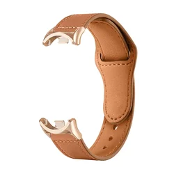 Elegant Leather Strap for Smart Fitness Tracker Bands (Brown-rose Adapter)