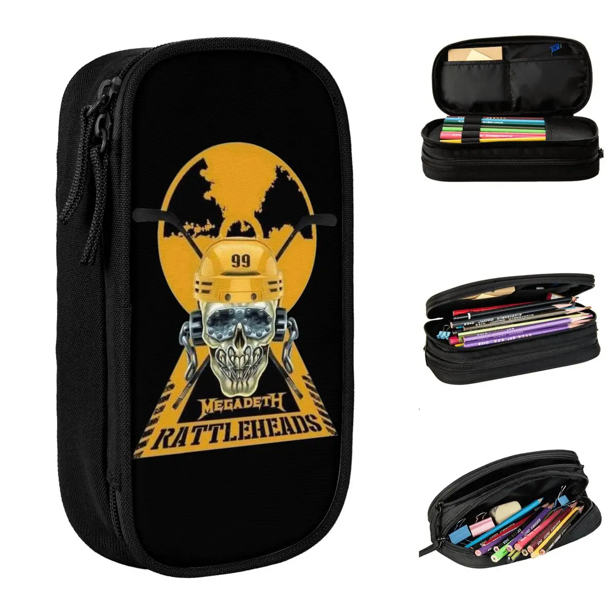 

Retro Megadeths Pencil Cases Lovely Metal Music Pen Bag for Student Big Capacity Office Cosmetic Pencilcases