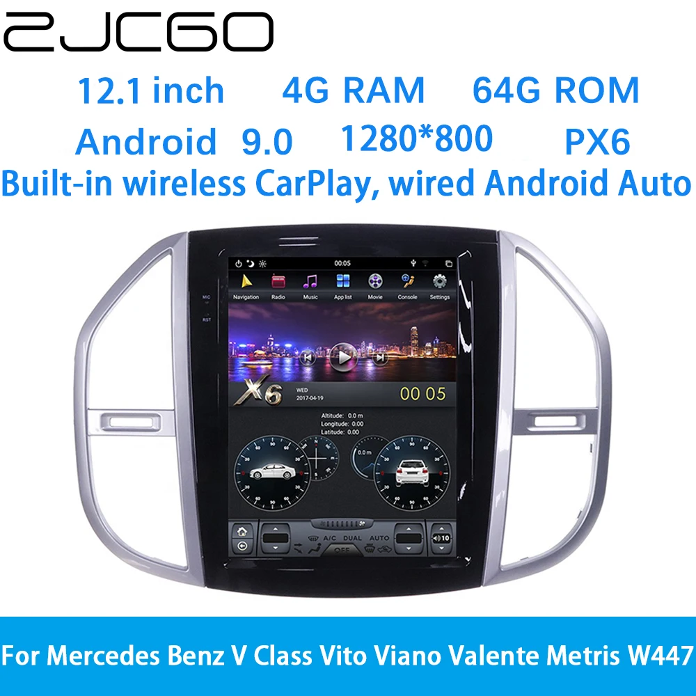 

ZJCGO Car Multimedia Player Stereo GPS DVD Radio Navigation Android Screen System for Mercedes Benz V Class Vito Viano Valente