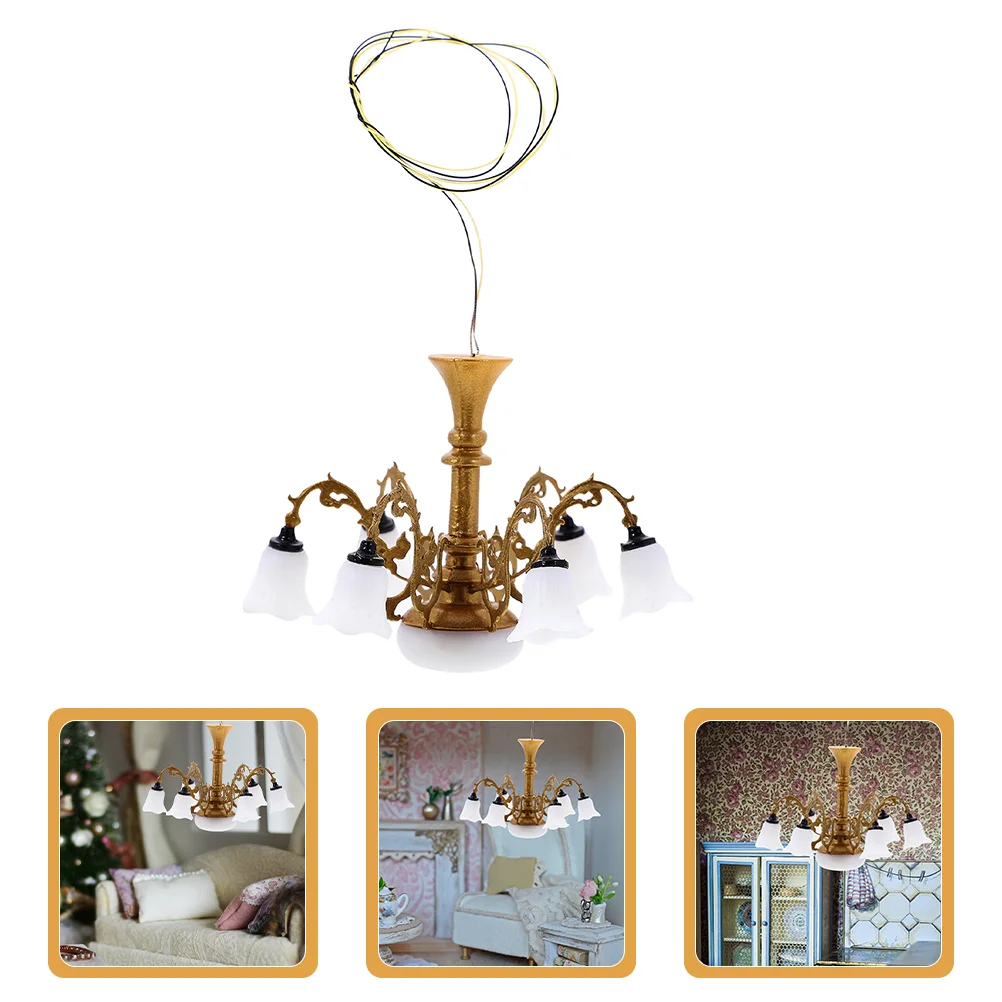 

Dollhouse Miniature Ceiling Lamp Led Light Battery Operated Mini Chandelier Ceiling Light Decoration Dollhouse Decoration