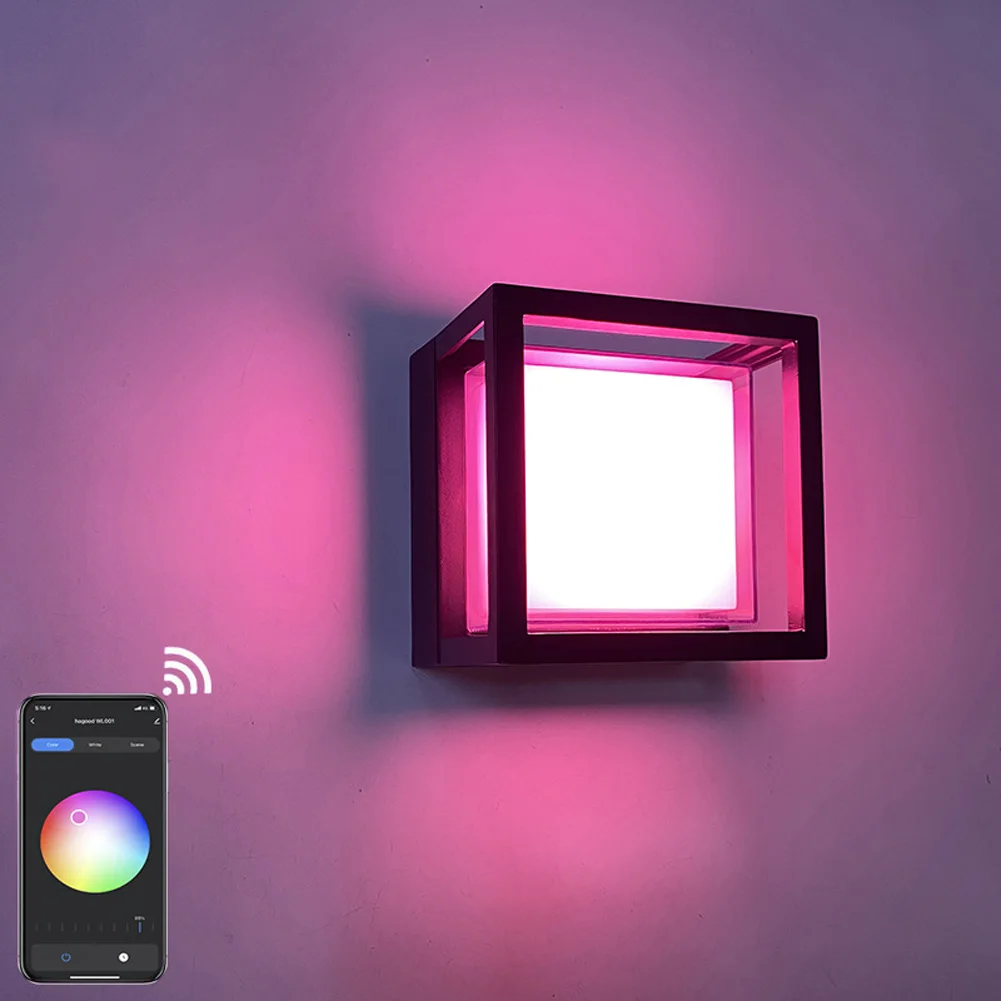 Cube Wall Sconces RGB Remote LED Wall Light WiFi Smart Lamps With Music Sync Outdoor Waterproof Lamps For Corridor