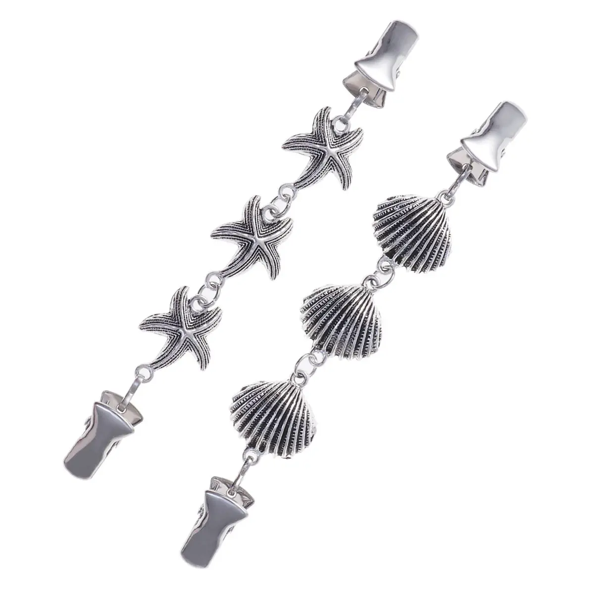 2개 세트 스타 쉘 클립, 여성용 우아하고 섬세한 스웨터 가디건 숄 스카프 클립, 실버 도금 오픈형 클립