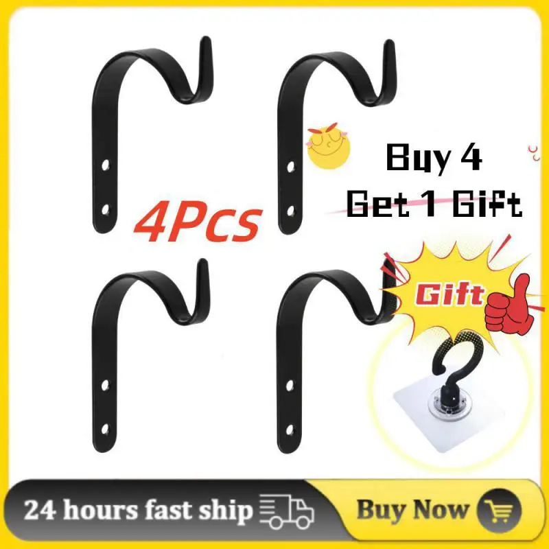 

4Pcs Bending S Shape Wall Hanging Flower Pot Support Iron Hanger Plant Holder Bracket Hook Balcony Home Decoration & A Free Gift