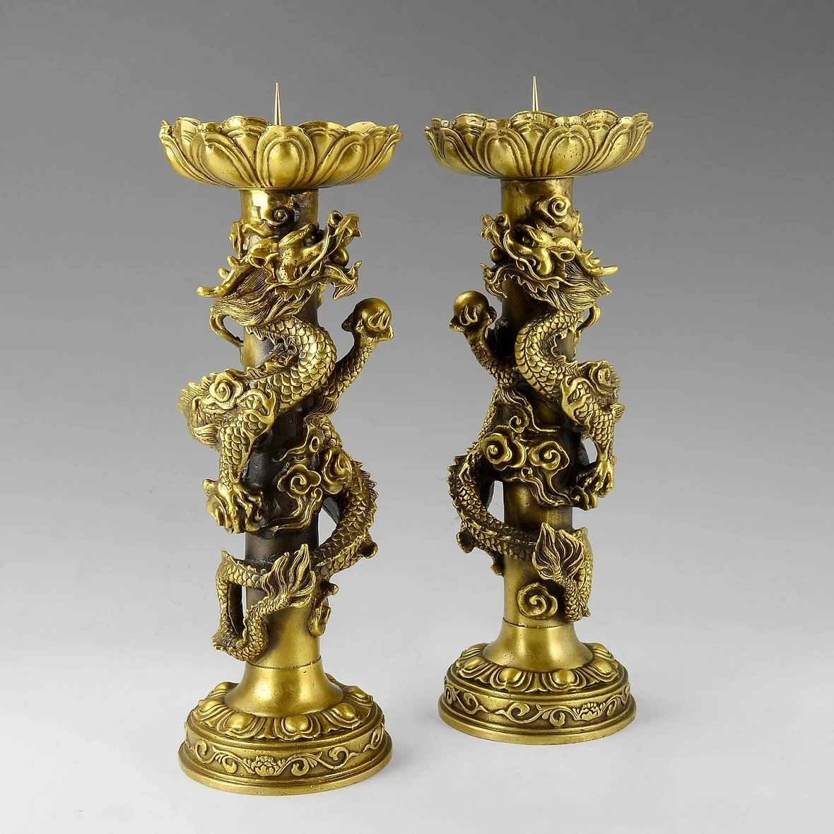 

Restore Ancient Buddha Copper Candlestick Candleholder Ornament Candle holder Temple Retro Supplies dragon candler crafts statue