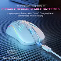 Souris Gaming Sans Fil RGB – 2.4GHz, DPI Réglable, Design Alvéolé, Rechargeable 5