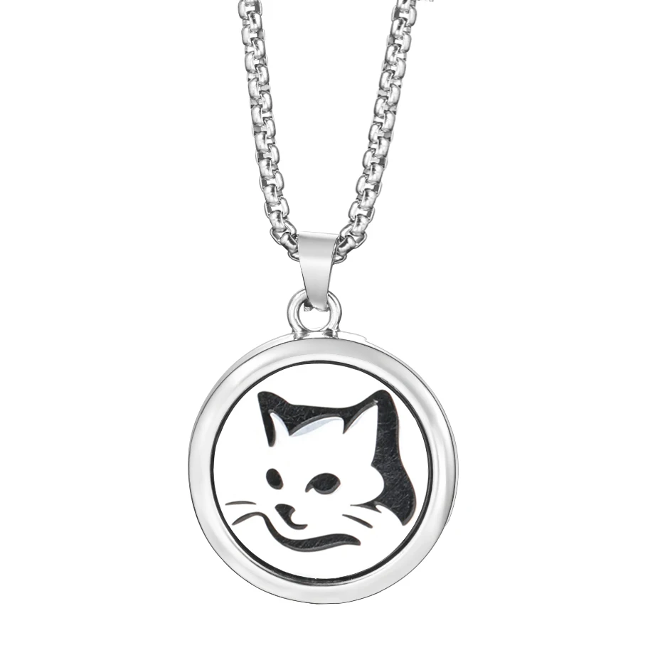Stainless Steel Aromatherapy Pendant with Patterned Perfume Insert – Essential Oil Diffuser Necklace