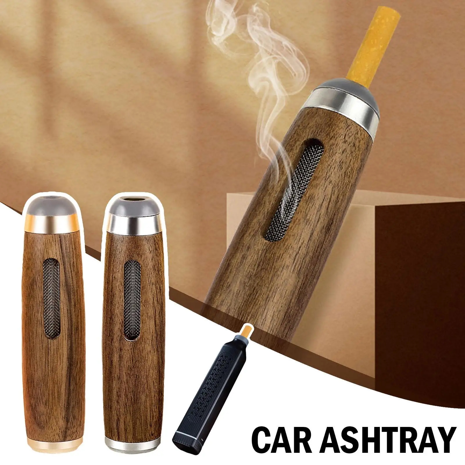 Portable Mini Ashtray Outdoor fireproof Ashtrays Wood Grain Relief Style Creative Ashtray For Car Driving Office Fishing Travel