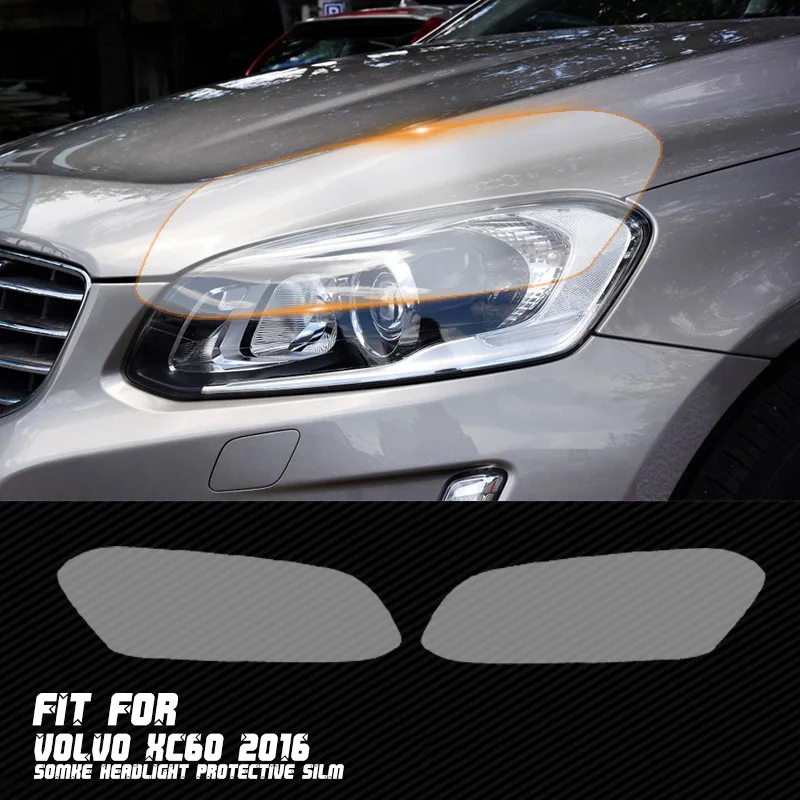 

New Car LH+RH Smoke TPU Headlights Protective Precut Film Sticker Cover Trim Fit For Volvo XC60 2016