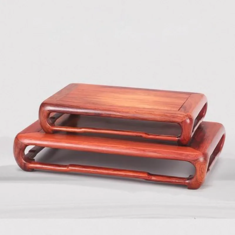 Red Sour Branch Ming Style Buddha Statue Solid Wood Base, Rectangular Strange Stone Vase, Redwood Bracket, Decoration