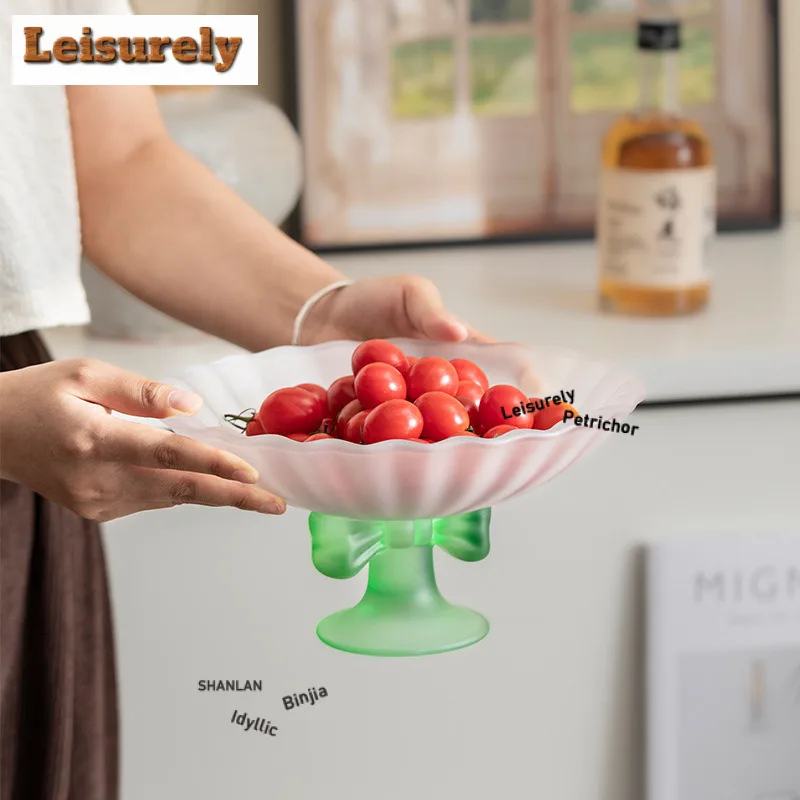 Frosted Glass Butterfly Pattern Fruit Dishes Boutique Pastry Plate Dim Sum Plate Dessert Candy Dish Serving Tray Gift Supplies