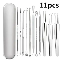 11-Piece Precision Skin Care Tool Set for Deep Cleansing and Blemish Removal (Silver)