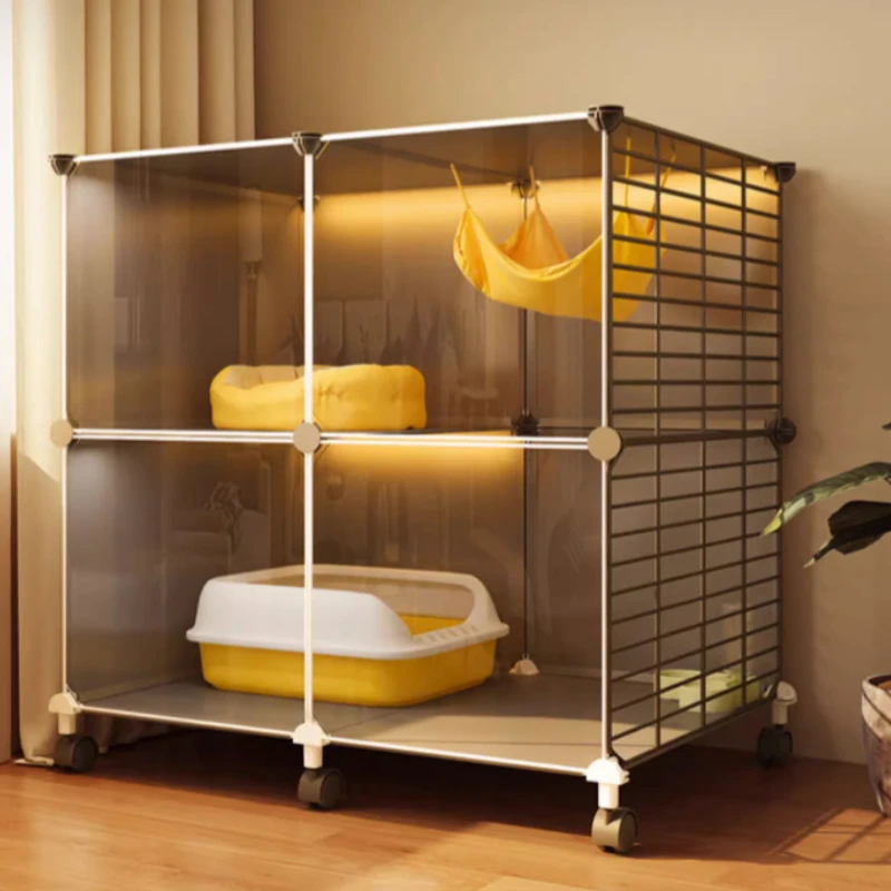 

Cat Cage Home Indoor Small Apartment Cat Villa Cattery Cat House Cat Nest Litter Box Chamfer Integrated Non-Occupied Area