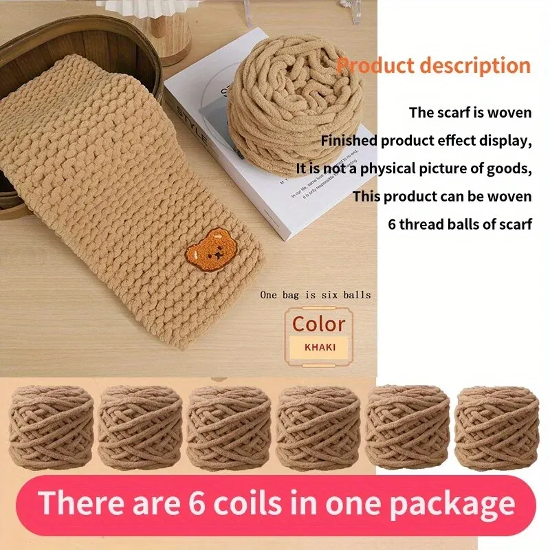 Handmade Gift Set: Teddy Bear, Scarf, and Thick Yarn Balls