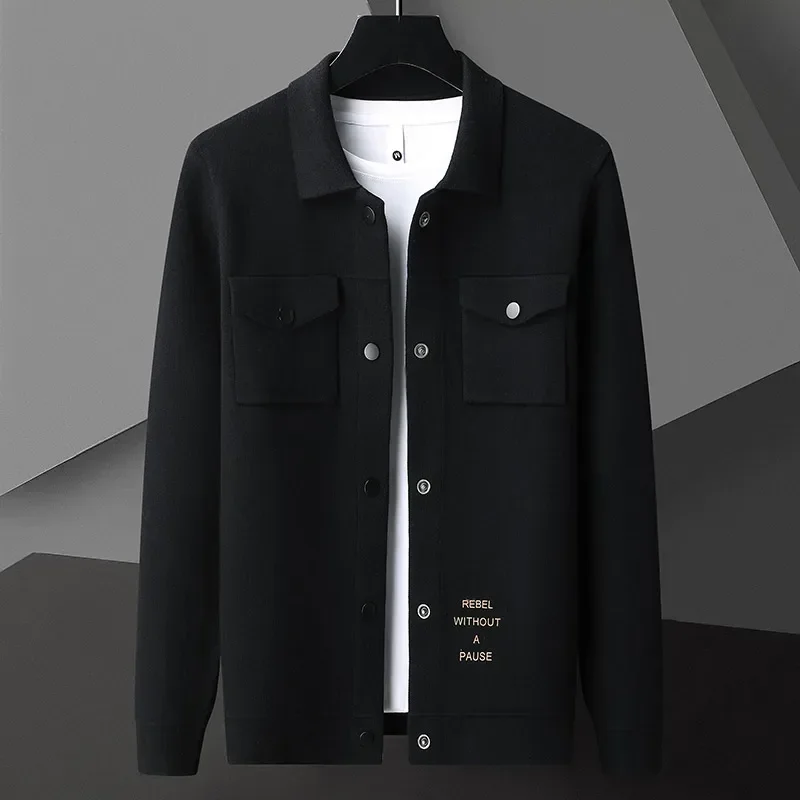 Winter New Luxury Men Sweater Clothing Top Quality Korean Slim Fit Cashmere Cardigan 2024 Fashion Turn-down Collar Men's Jackets