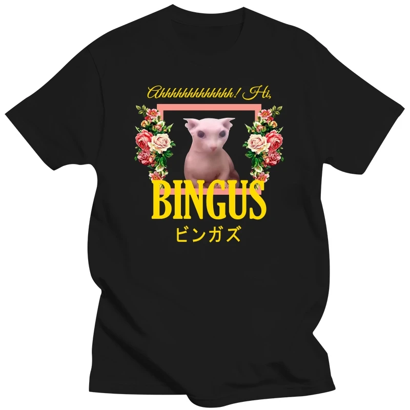 Bingus-Camiseta Estética Floral Masculina, 100% Algodão, Manga