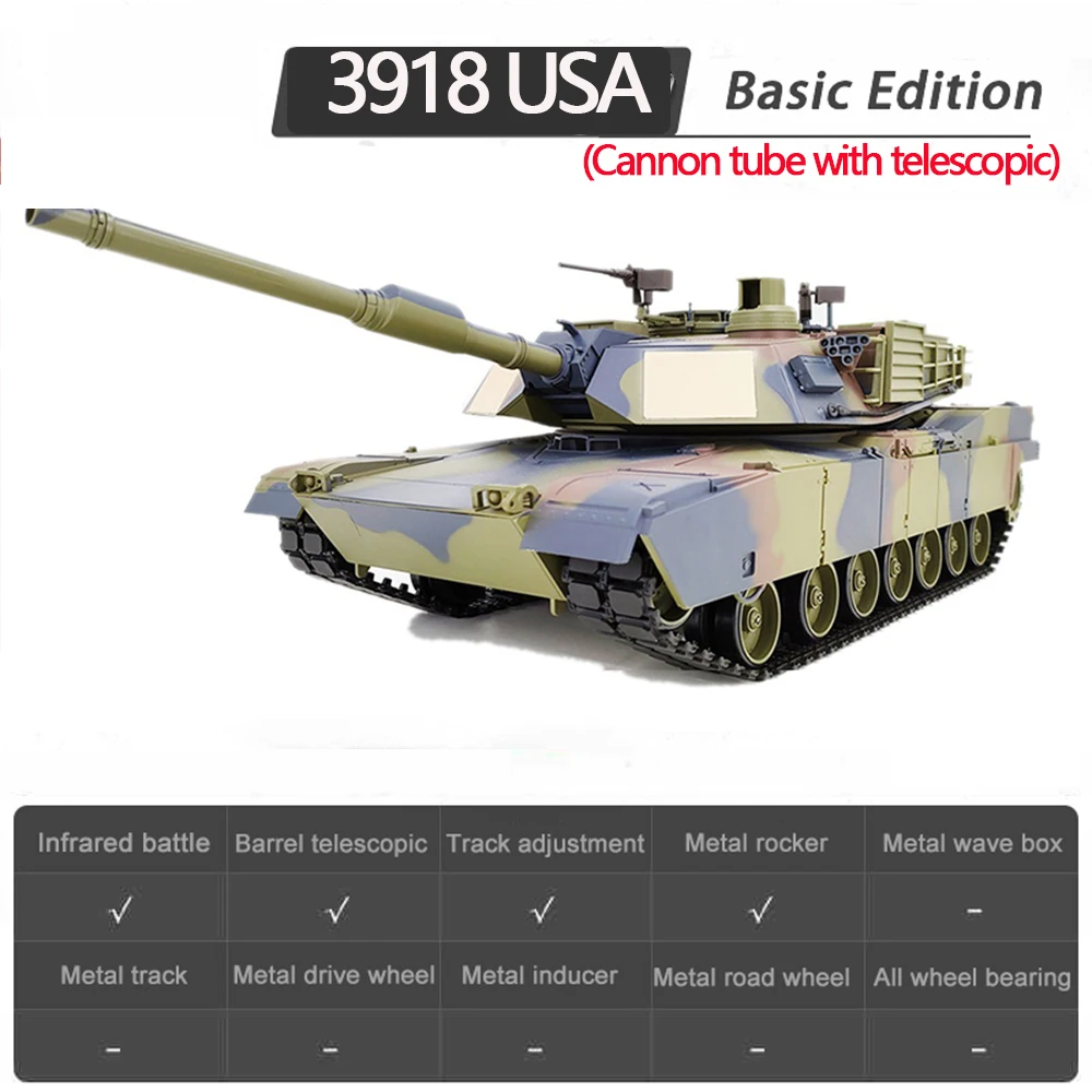 Henglong-ラジコン戦車モデル,おもちゃ,リモコン,軍用戦車,砲塔,反動