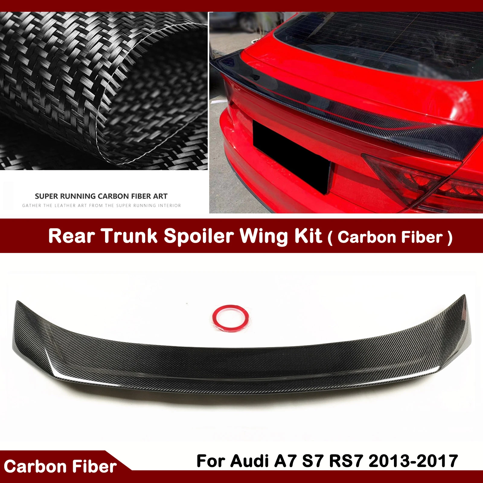 Carbon Fiber Rear Wing Spoiler Roof Tailgate Decklid Flap Trunk Lid