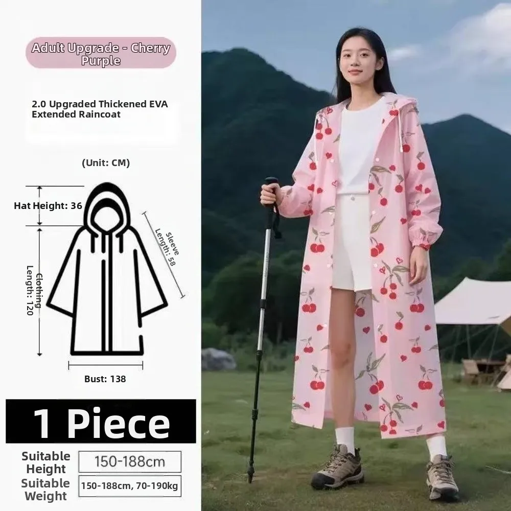 포장 가능한 EVA 레인 판초 후드형 경량 레인코트 두꺼운 방풍 전신 레인코트 야외 하이킹용