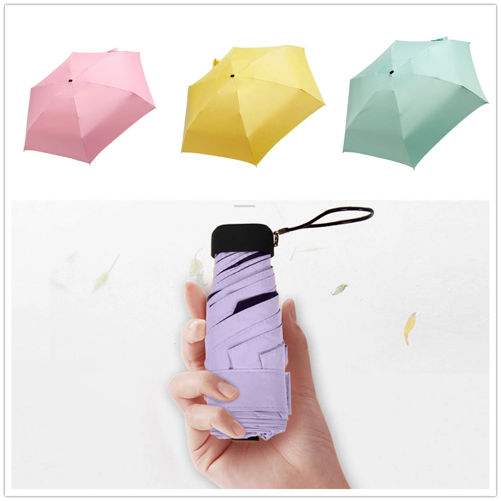 canción Quemar Milagroso Paraguas de bolsillo para días lluviosos, Mini sombrilla plegable para el  sol, Color caramelo, equipo de lluvia para viajes|Paraguas| - AliExpress